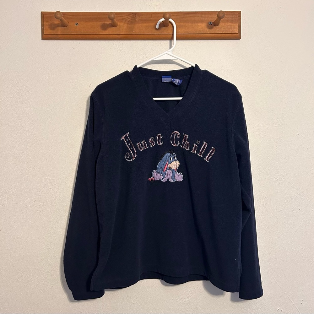 Vintage Disney Eeyore “Just Chill” Fleece Top Size Large